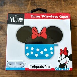 NEW Disney Minnie Mouse AirPods Pro Case Blue Polka Dots NIB Air Pods Holder Bow